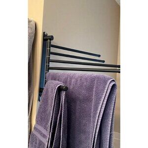 Space Saving Towel Rack Black Towel Rack Wall Mounted, 6-Arms Towel Bar